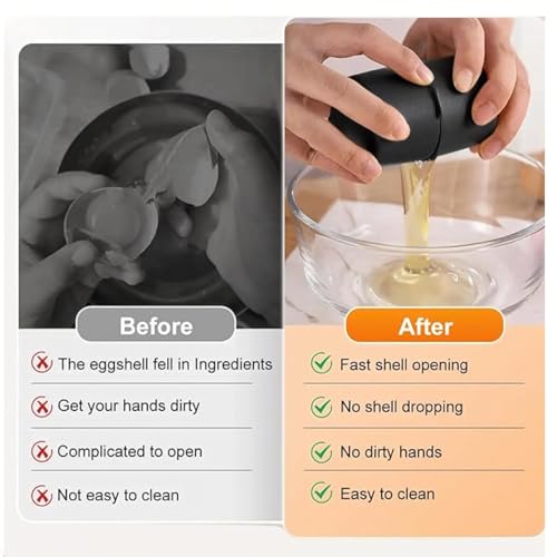 Egg Cracker Tool for Raw Eggs, Egg Shell Opener with Stainless Steel Cutter, Clean Cut Kitchen Gadget for Cooking, Baking & Meal Prep - color: Black