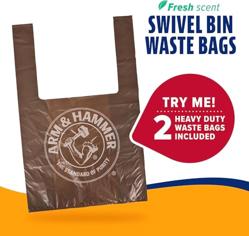 Arm & Hammer Dog Pooper Scooper Swivel Bin & Rake, Poop Scoop for Dogs, Black (2 Heavy Duty Scented Waste Bags Included) - size: One Size, style: Swivel and Rake Scooper