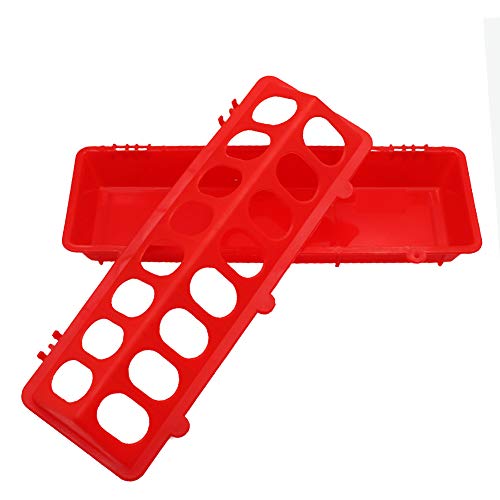 Flip Top Chick Feeder Trough, Plastic Bird Small Poultry Feeder | No Mess, No Waste Chicken Feeder for Small Chicks, Pigeons, Quails, Birds, Ducklings, Ideal for Using in a Brooder (Red) - color: Red