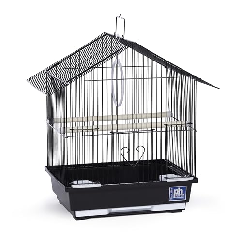 Prevue Pet Parakeet Manor Bird Cage with Handle - Versatile Carrier for Home or Travel, Small Bird Accessories, Easy Storage, Ideal for Canaries, Budgies, Finches, Parakeets, and More - Black | Versatile Carrier for Home or Travel, Small Bird Accessories,