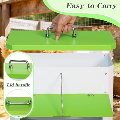 Automatic Chicken Feeder 22lb Wall Mounted Hanging Poultry Feeding Trough | stainless steel metal Hen Rooster Duck Lid Gravity Goose Coop heavy duty feed bucket chick food fence station outdoor