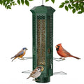 Squirrel Proof Bird Feeders, Bird Feeder for Outdoors with Removable Base, 6 Ports Perches Gravity Protection Squirrel Proof Wild Bird Feeders, 3LB Seed Capacity, Green