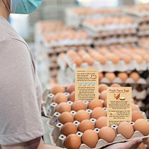 Kisston 200 Pcs Egg Handling Instruction Cards Bulk Fresh Farm Egg Care Labels 2 x 3.5'' Resuable Eggs Carton Stamp Thick Paper Design for Basket Farmstand Market Business Supplies (Simple Style) - style: Simple Style