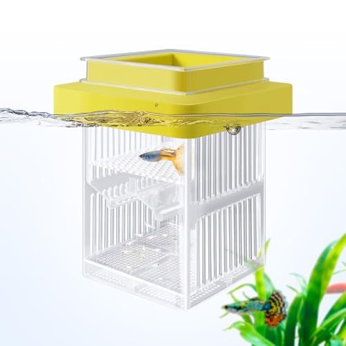 Floating Aquarium Breeding Box with Hatchery Box and Isolation Box | Acrylic Breeder Box with Divider for Guppy, Betta, Clownfish, Coral, Baby & Injured Fish