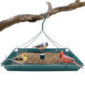 Zenport Z203009 2-in-1 Platform Bird Feeder, Post Mount, Sturdy Metal Weatherproof Construction, Green