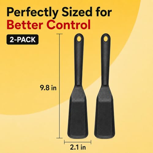 Pack of 2, Egg Spatula - Non-Stick, High Heat Resistant Kitchen Tools for Panckes, Eggs, Baking, Cooking, and Mixing - Black Egg Spatula - color: Black Set