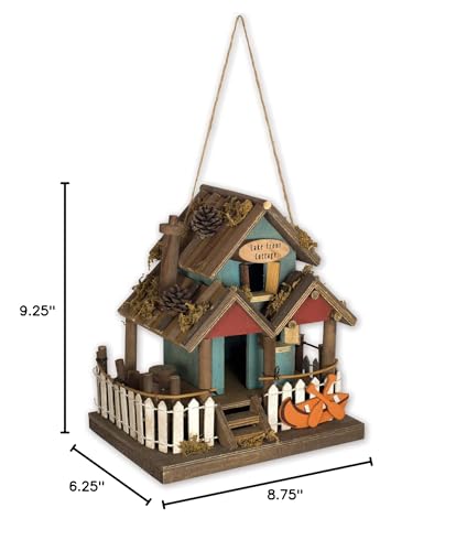 Sunset Vista Designs Lake Front Cottage Nautical Blue 9 x 9 Metal and Wood Hanging Birdhouse