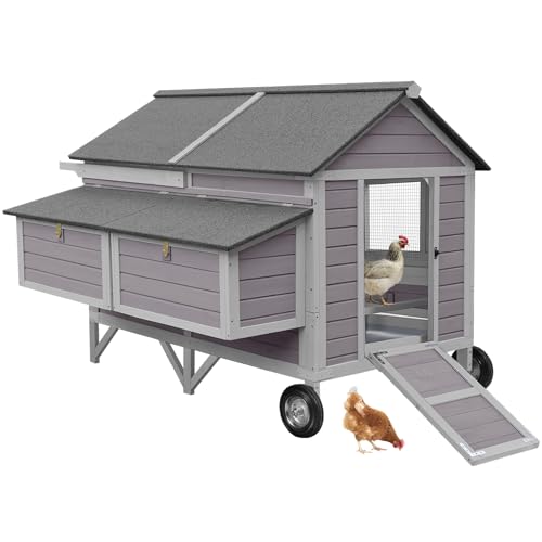 Chicken Coop Super Large Mobile Hen House with Wheels,Strong Iron Frame Outdoor Poultry Cage with Nesting Box,Duck Coop,Rabbit Cage Waterproof - size: 68.1"L x 53.9"W x 49.0"H