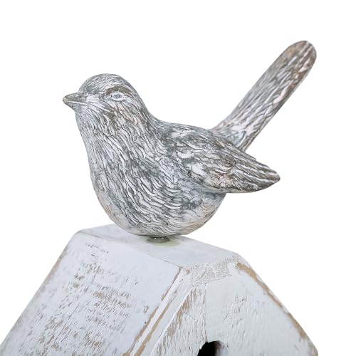 3 Pcs Birdhouse Shaped Wooden Table Decor with Bird Ornament, Rustic Farmhouse Spring Decor for Shelf Mantel Desk Decoration, Housewarming Gift, Hello Spring, Nest Together, Home Sweet Home