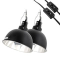 2 Pack Reptile Light Fixture, 8.5in Deep Dome Reptile Lamp Fixture, Optical Reflection Cover, Separate Switch & Hook, Terrarium Light Fixture for Reptile Heat Basking UVB Bulbs, 150W, Black - size: 8.5in