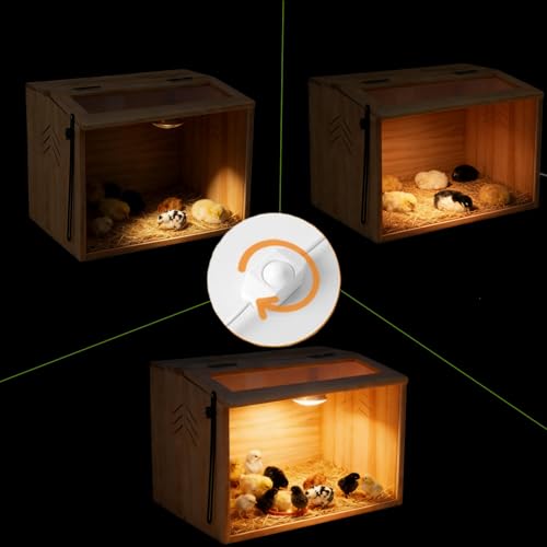 Chicken Brooder Box for Chicks & Quail,Pine Wood.16 Lx12 Wx12 H, Ducks,Chicken Coop,Quail cage,2 Washable Liners,Adjustable Temperature Control.