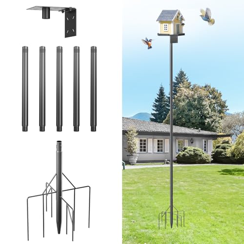 2026 New Heavy Duty Bird Feeder Pole,92 Inch Adjustable Bird House Pole for Outdoors,9-Prong Base & 1-Inch Dia Metal Mounting Kit,Bird Feeder Stand for Decor, Birdwatching & Weather Stations - size: essential 92 inch
