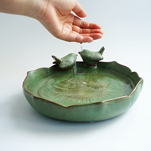 Ceramic 9.45 inch Beige Heavy Duty Ground Wild Bird Bath Bowl or Feeder for Outdoor Garden, Bowl Only - color: Beige