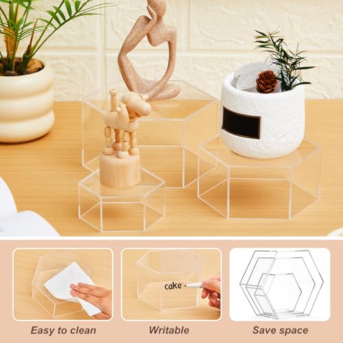 Jerify 6 Pcs Acrylic Riser Display Stands 5.91" 5.12" 3.54", Clear Round | Small Acrylic Display Risers in 3 Sizes Stack or Nest for Elegant Displays of Jewelry, Figures, Candles, Desserts and Decor.