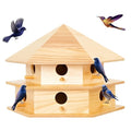Yaocom Purple Martin House, 12 Room Martin BirdHouses for Outside, Sycamore Wood Construction & Waterproof(Wood Color,16.54 x 14.57 x 11.81 Inches)