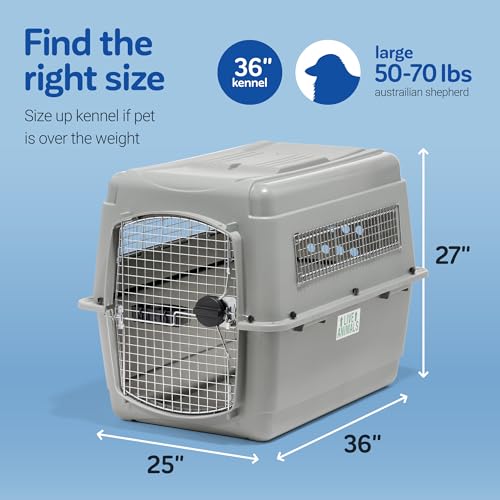 Petmate Sky Kennel - For Air and Travel, Airline Compliant Dog Crate for Pets 50-70 lbs, Heavy Duty Dog Kennel, Made in the USA- 36 Inches - size: 36 Inch