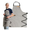 Chef Aprons for Women with Pockets, Adjustable Bib Aprons for Cooking - color: Charcoal Pinstriped