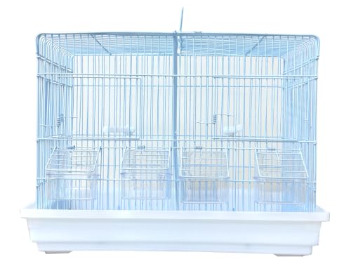 Versatile Divided Travel Vet Carrier Handle Bird Flight Separation Cage for Aviary Finches Canaries Breeder Parrot Breeding with Pull Up Center Divider Side Nest Box Doors - size: 19.0"L x 12.0"W x 14.0"H