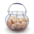 Elegant Wire Egg Basket with swimming Handle Primitives Vintage Gathering Basket. Light Blue (7-3/4"Dia. X 5"H Blue) - size: 7-3/4" Dia. x 5" H - Light Blue