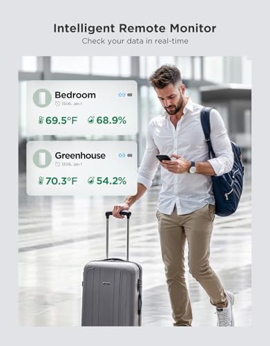 GoveeLife 2.0 WiFi Hygrometer Thermometer with Gateway, Mini Sensor 3-Pack | Temperature and humidity monitor with APP alert, 2yr data & battery, indoor for wine cellar/bedroom/basement, 2.4G Wi-Fi only - style: BT Gateway + 3 Sensor