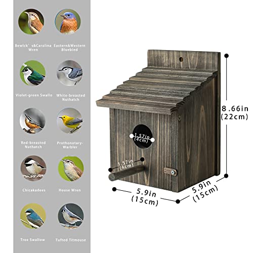 Bird House for Outside with Predator Guard, Nesting Box Birdhouse for Outdoor Wild Bird Watching, Royal Blue - color: Brown