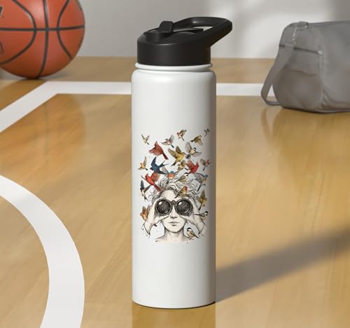 Bird Nerd Birdwatcher Birdwatching Bird Watcher Birder Tee Stainless Steel Insulated Water Bottle - color: White