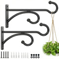 2Pack 6 Inch Plant Hangers Outdoor, Wall Hooks for Hanging Planters Baskets | Heavy-duty metal, indoor outdoor wall mount, for flower pots, wind chimes, lanterns, bird feeders, Black - size: 6Inch 2Pack-Black