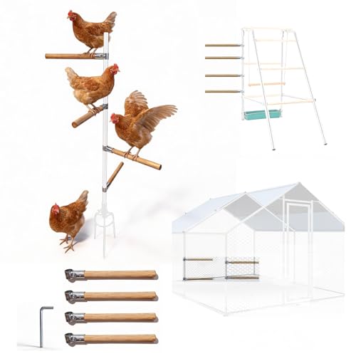 4pack Chicken Roosting Bars with Conectors, Adjustable & Replaceable Wood Bar (13" L) - size: 4pack Bars