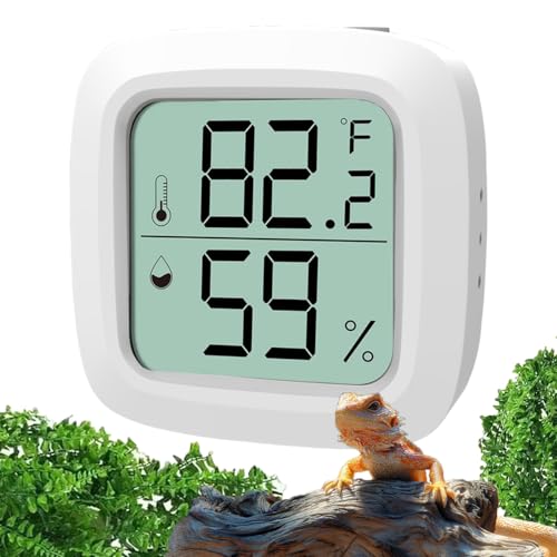 Reptile Thermometer and Hygrometer – Fast Accurate LCD Digital Temp & Humidity Meter for Bearded Dragon Tank Accessories, Lizard, Snake, Turtle, Amphibians, Small Animal Habitat - size: KD30M-White