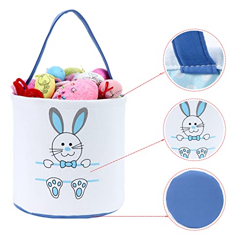 XinblueCo Baseball Basket Easter Baskets for Canvas Easter Egg Hunt Baskets - color: Blue Bunny