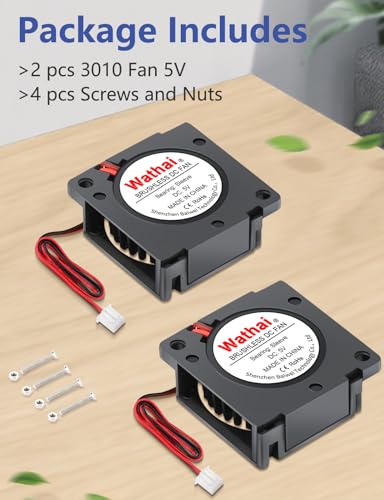 2 Pack Wathai 30mm x 10mm 5V Small DC Brushless Cooling Blower Fan for Electronics Cooling - color: 30x10mm 5V