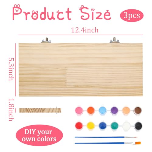 3 Pack Bird Perch Stand, Natural Wood Platform and Playground Cage for Parrot, Conure, Parakeet, Budgie, Cockatiel, and Chinchilla Small Pets