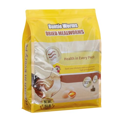 BUNTIE WORMS 5LB Dried Mealworms for Wild Birds and Chicken | High Protein Chicken Treats, 100% Natural Non-GMO Mealworms Chicken Feed for Bluebirds, Chickens, Ducks, Reptiles - size: 5 Pound (Pack of 1)
