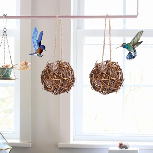 Yardwe 2PCS Bird Nesting Material Balls, Bird Nesting Material for Outdoor Hummingbird Houses, 3.14 Inch Unique Hanging Nest Balls Ideal for DIY Craft Lovers