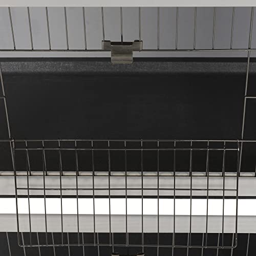PawHut 54" 2-Story Large Rabbit Hutch Bunny Cage Wooden Pet House Small Animal Habitat with Lockable Doors, No Leak Tray and Waterproof Roof for Outdoor/Indoor Dark Grey | Wooden Pet House, Small Animal Habitat, No Leak Tray, Waterproof Roof, for Chickens