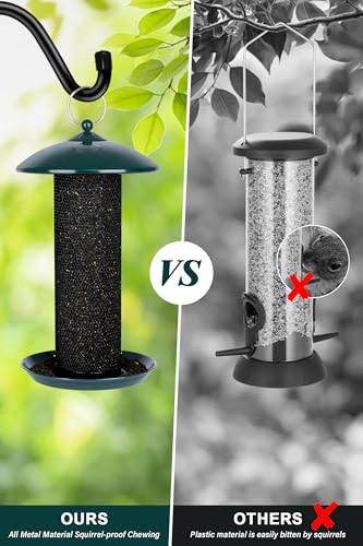 Gtongoko Finch Feeders for Outside All Metal Mesh Tube Bird Feeder Green | 2.5 LB Hanging Bird Feeder for Nyjer & Thistle Seed, Weather-Resistant Lid, Easy Refill & Cleaning, Closed Metal Ring - color: Green-0.24”