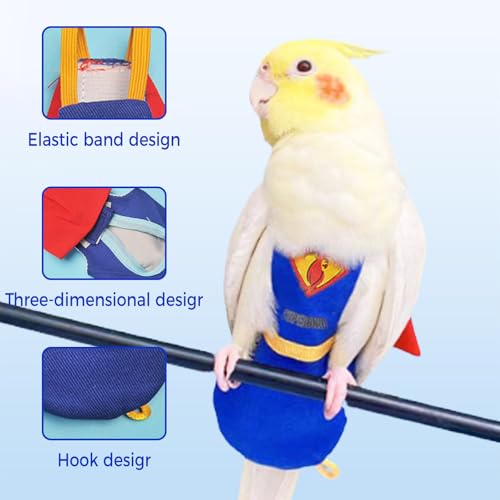 Bird Diaper Cockatiel Clothes Flight Suite, Reusable Parrot Nappy with Waterproof Inner Layer (YELLOE-M) - size: YELLOE-M