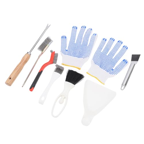 Bird Cage Accessories Stainless Steel Brush Poop Remover Scraper Tool Set with Wooden Handle for Small Animal Cage Kitchen BBQ