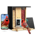 Smart Bird Feeder with Camera, Solar Powered, 2K Live Stream, Bamboo Bird Feeder with Metal Guard, AI Bird Identification, Auto-Recorded Videos, Gift for Bird Lovers - style: BamG AI lifetime