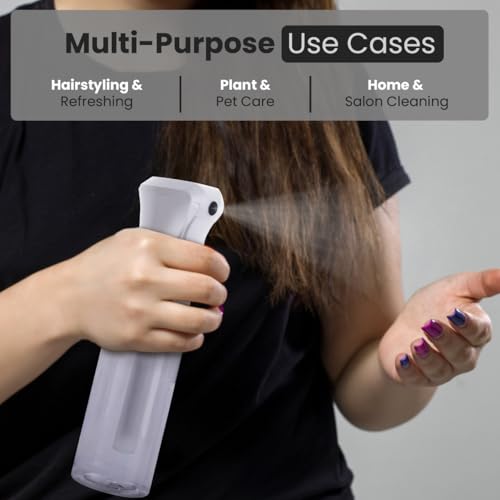 VIGOR PATH Continuous Mist Clear Spray Bottle 200ml Fine Mist for Hair | Ultra Fine Atomizer Leak Proof Ergonomic Construction 360 Refillable - size: 6.7 Ounces