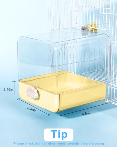 Hanging Bird Bath for Cage, 3 in 1 Multifunction Bird Bath/Bowl/House, Bird Cage Accessories Suitable for Small to Medium Birds Parakeet, African Grey, Conure, Cockatiel(6.8X6.8X6.8 inch Yellow) - color: Yellow