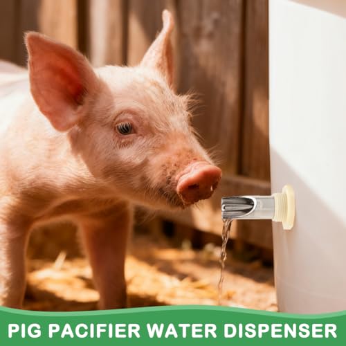 Pig Nipple Waterer for Barrel Kit, 3Pack Stainless Steel Automatic Pig Waterer System with 1 Hole Opener & PTFE Tapes, Pigs Drinker Feeder Water Tank Connector for Hog Goat Sows Piglets
