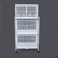 Seny Set of 3 Breeding Bird Carrier Cage with Central Dividor L30xW18xH18 on Stand (White) - color: White