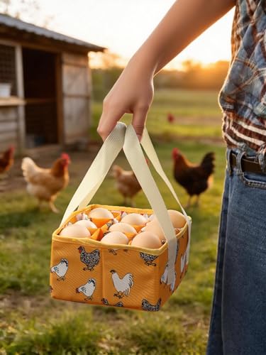 Egg Gathering Apron and Basket Set - 11 Deep Pockets + 9-Grid Matching Basket - Premium Cotton Linen Chicken Egg Collector for Farm & Backyard - Adjustable & Hands-Free - Healthy & Washable