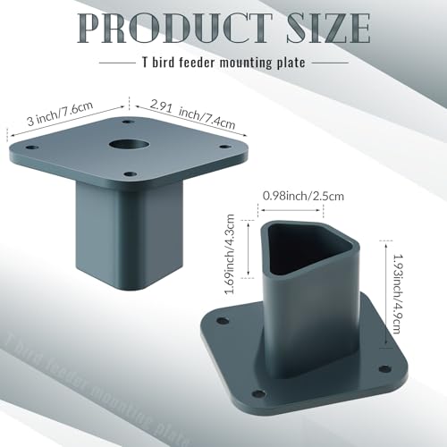 Nuanchu T Post Mounting Plate for Bird Houses Feeder,2 Pcs,Dark Green | Compatible with Most Standard Fence Post Pole,Mounting Plate for Bird Houses,Bird Feeder,Mailboxes, Mount Flange