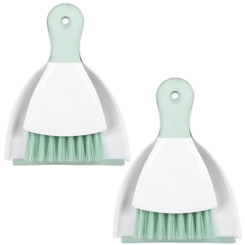 Dust pan Broom Brush Dustpan - Small Broom and Dustpan Set,Mini Broom and Dustpan,Small Dustpan and Brush Set for Home Cleaning, Sofa, Desk, Guinea Pig Cage, Cat Litter etc.（Light Green 2 Set） - color: Light Green, size: 2set