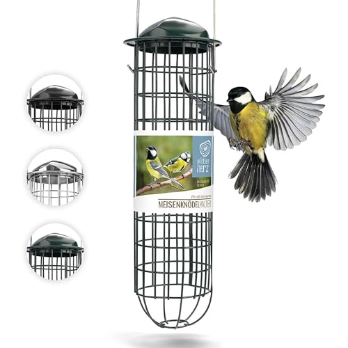 Wild Animal Heart | Fat Ball Holder 12" - 5 Year Guarantee - Made of rustproof Metal Bird Feeding Station for Fat Balls - Ecological Bird Feeder (31cm, Green)
