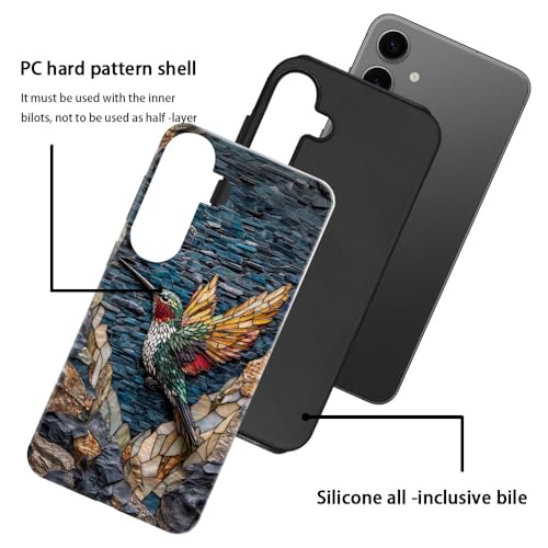 Compatible with Samsung Galaxy S23 FE Case,Glossy Case All-Round Protection Shockproof Anti-Scratches TPU Cover,Cases for Man Woman-Hummingbird Stained Glass - color: Hummingbird Stained Glass, size: Galaxy S23 FE