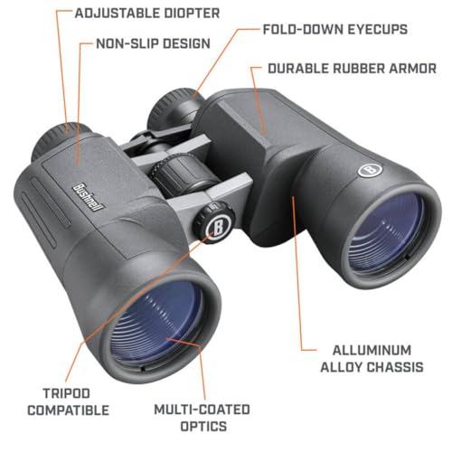 Bushnell PowerView 2 Binoculars, High-Definition Binoculars with Multi-Coated Lenses, Durable Aluminum Alloy Chassis, Wide Field of View, Ideal for Wildlife Observation, Hiking and Sporting Events - style: 10x50