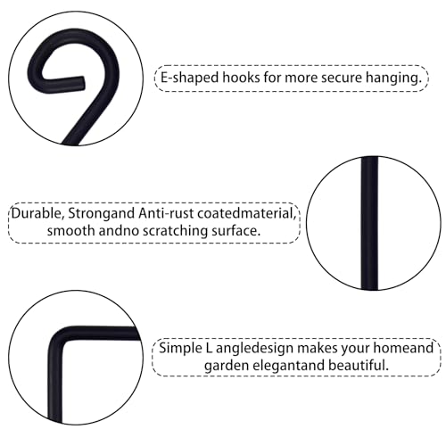 2 Pack Heavy Duty Metal Plant Hanger Wall Hooks – Indoor and Outdoor, Holds Up to 40 lb, for Hanging Plants, Lanterns, Bird Feeders – （6IN Black） - color: Black, size: 6 IN-Curved Hook